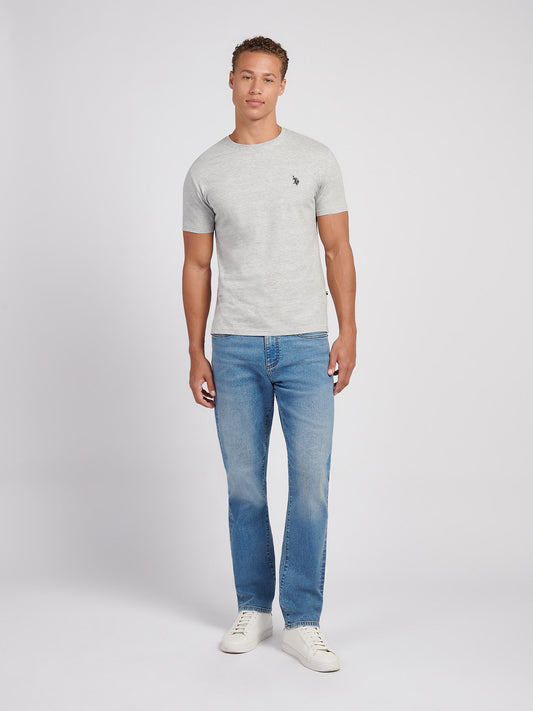 Mens USPA Back Graphic T-Shirt in Mid Grey Marl