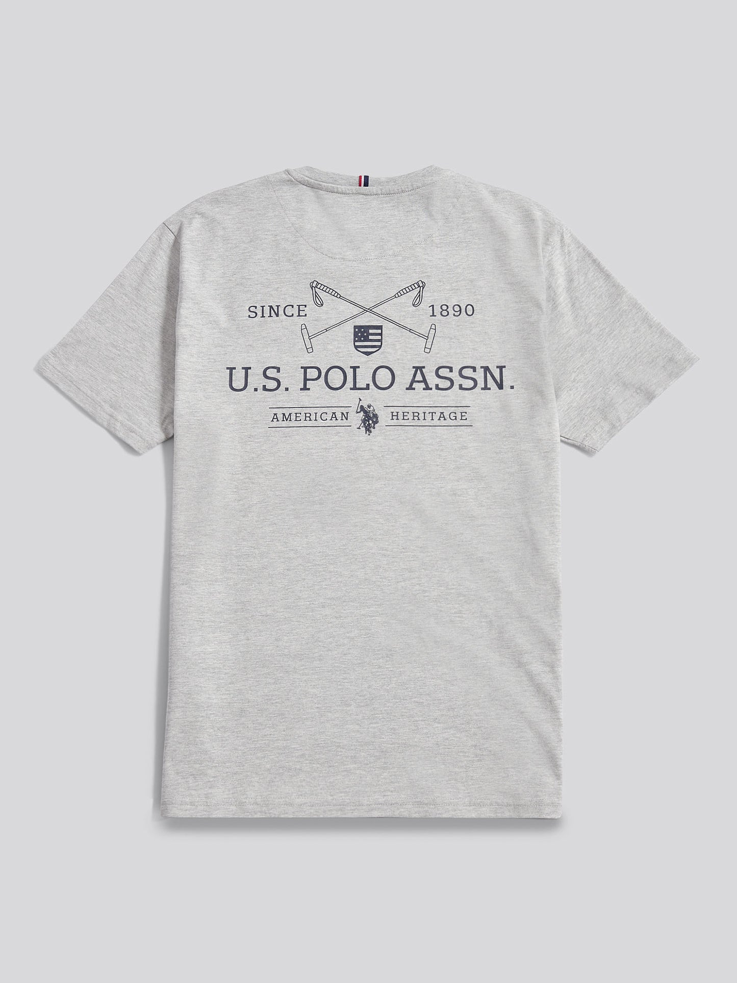 Mens USPA Back Graphic T-Shirt in Mid Grey Marl