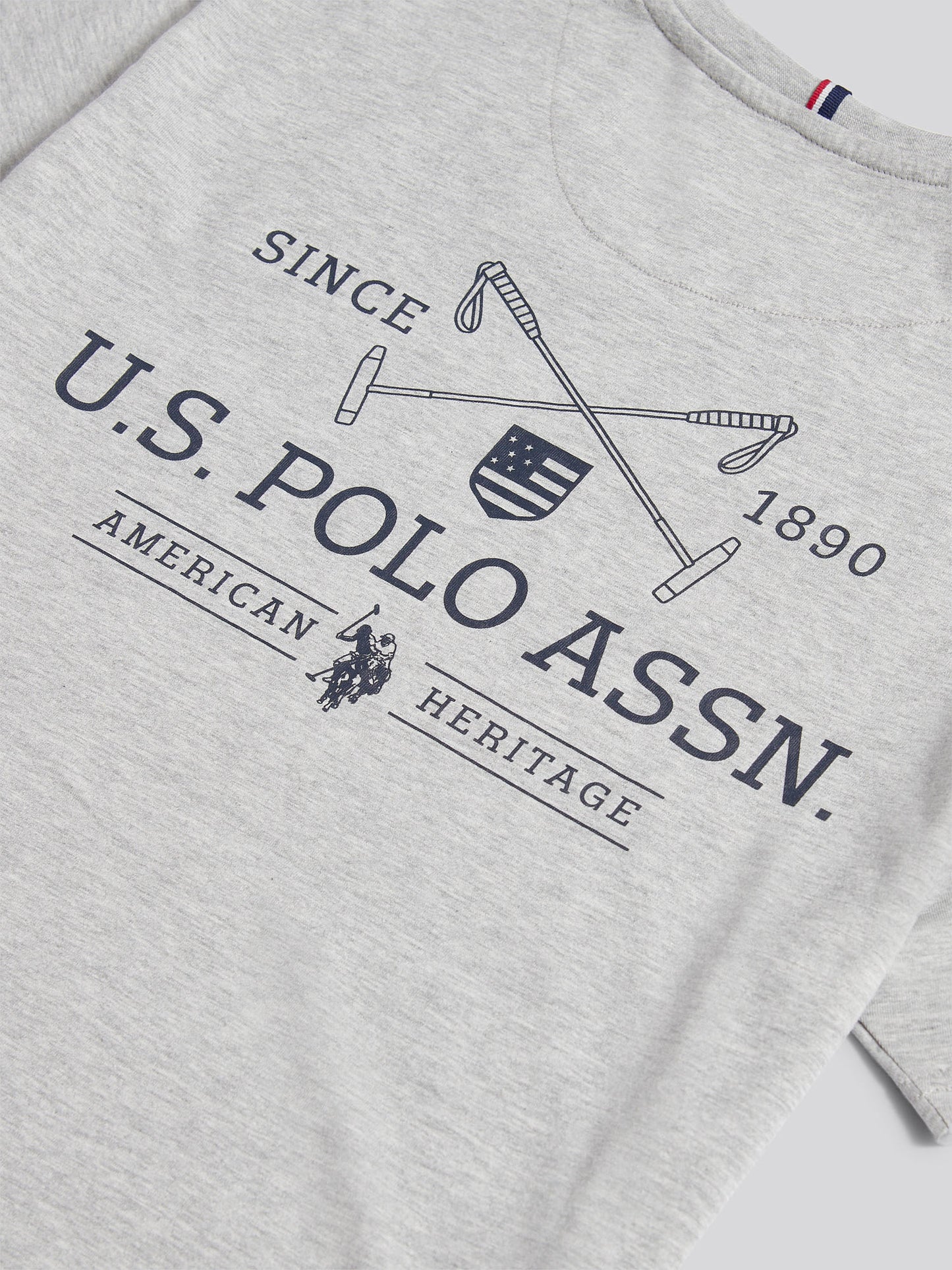 Mens USPA Back Graphic T-Shirt in Mid Grey Marl