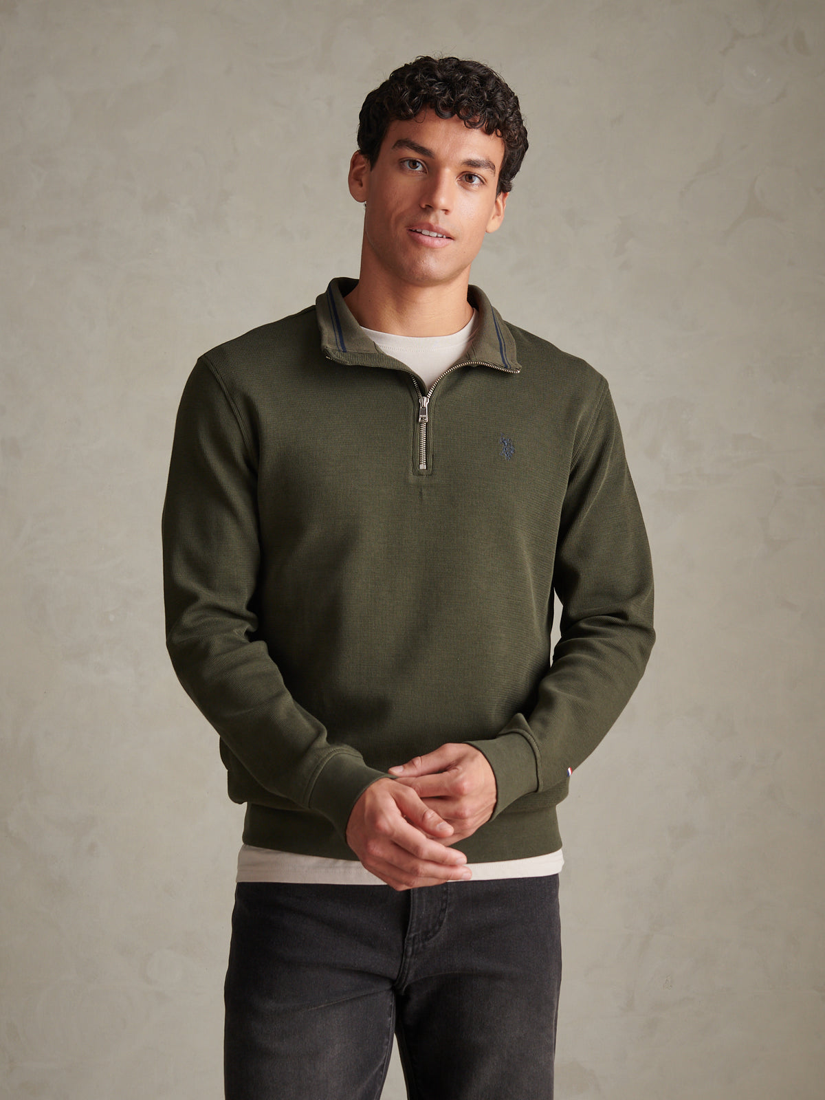 Mens French Rib 1/4 Funnel Forest Night