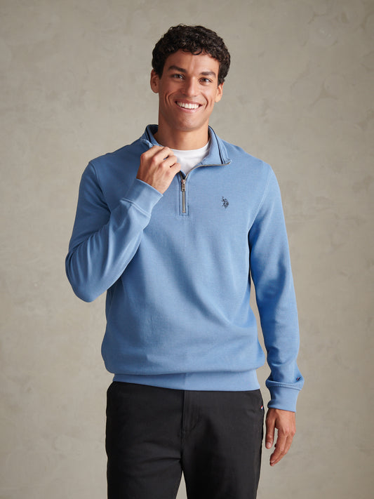 Mens French Rib 1/4 Funnel Ashleigh Blue