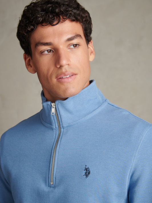 Mens French Rib 1/4 Funnel Ashleigh Blue