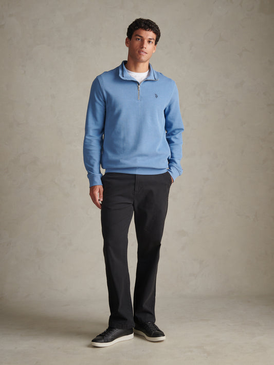 Mens French Rib 1/4 Funnel Ashleigh Blue