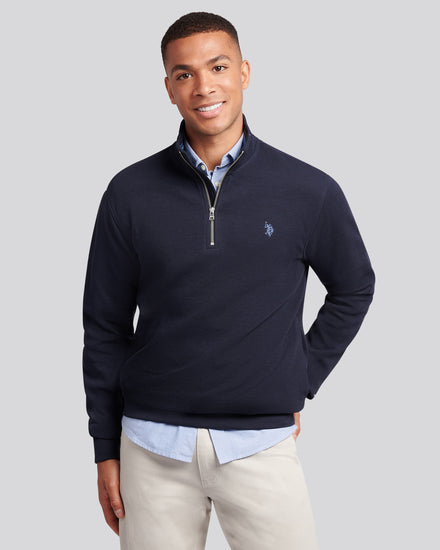 Mens French Rib 1/4 Funnel in Dark Sapphire Navy / Moonlight Blue DHM