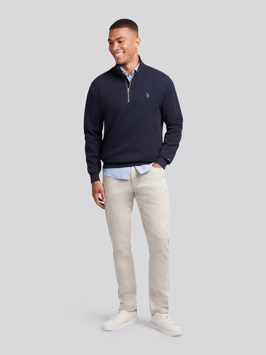 Mens French Rib 1/4 Funnel in Dark Sapphire Navy / Moonlight Blue DHM