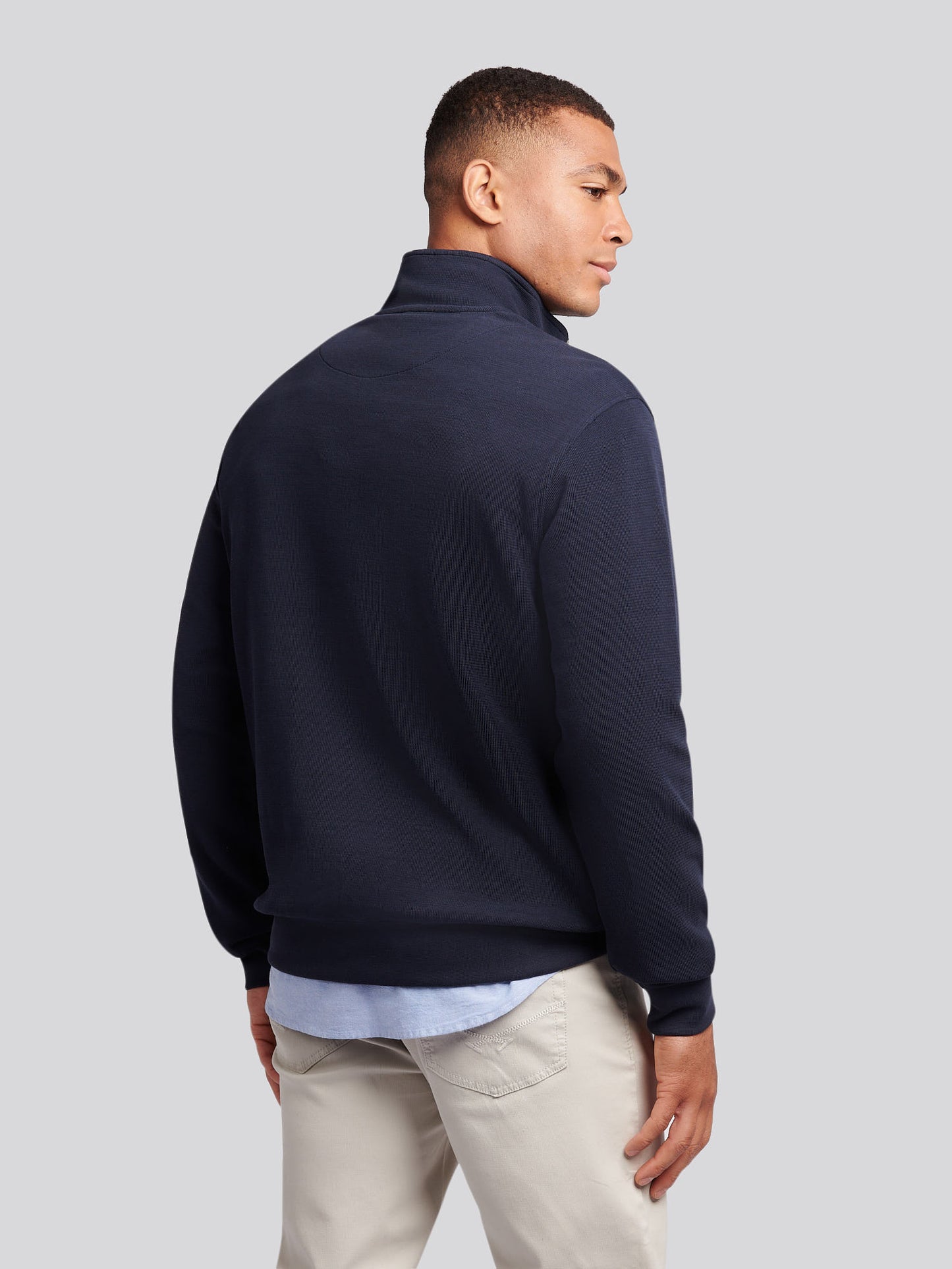 Mens French Rib 1/4 Funnel in Dark Sapphire Navy / Moonlight Blue DHM