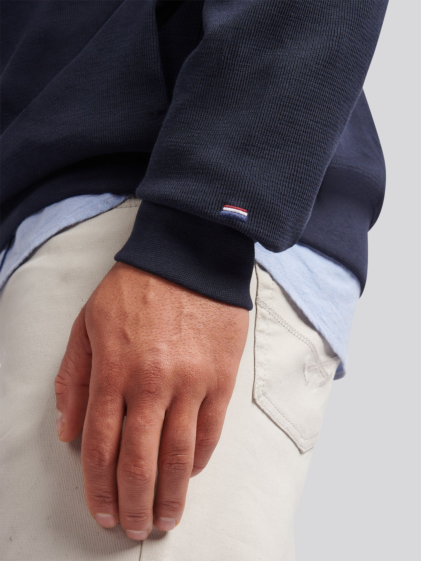 Mens French Rib 1/4 Funnel in Dark Sapphire Navy / Moonlight Blue DHM