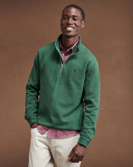 Mens French Rib 1/4 Funnel in Pineneedle