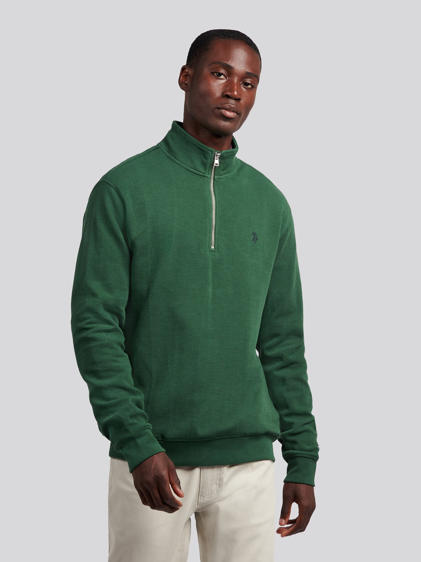 Mens French Rib 1/4 Funnel in Pineneedle