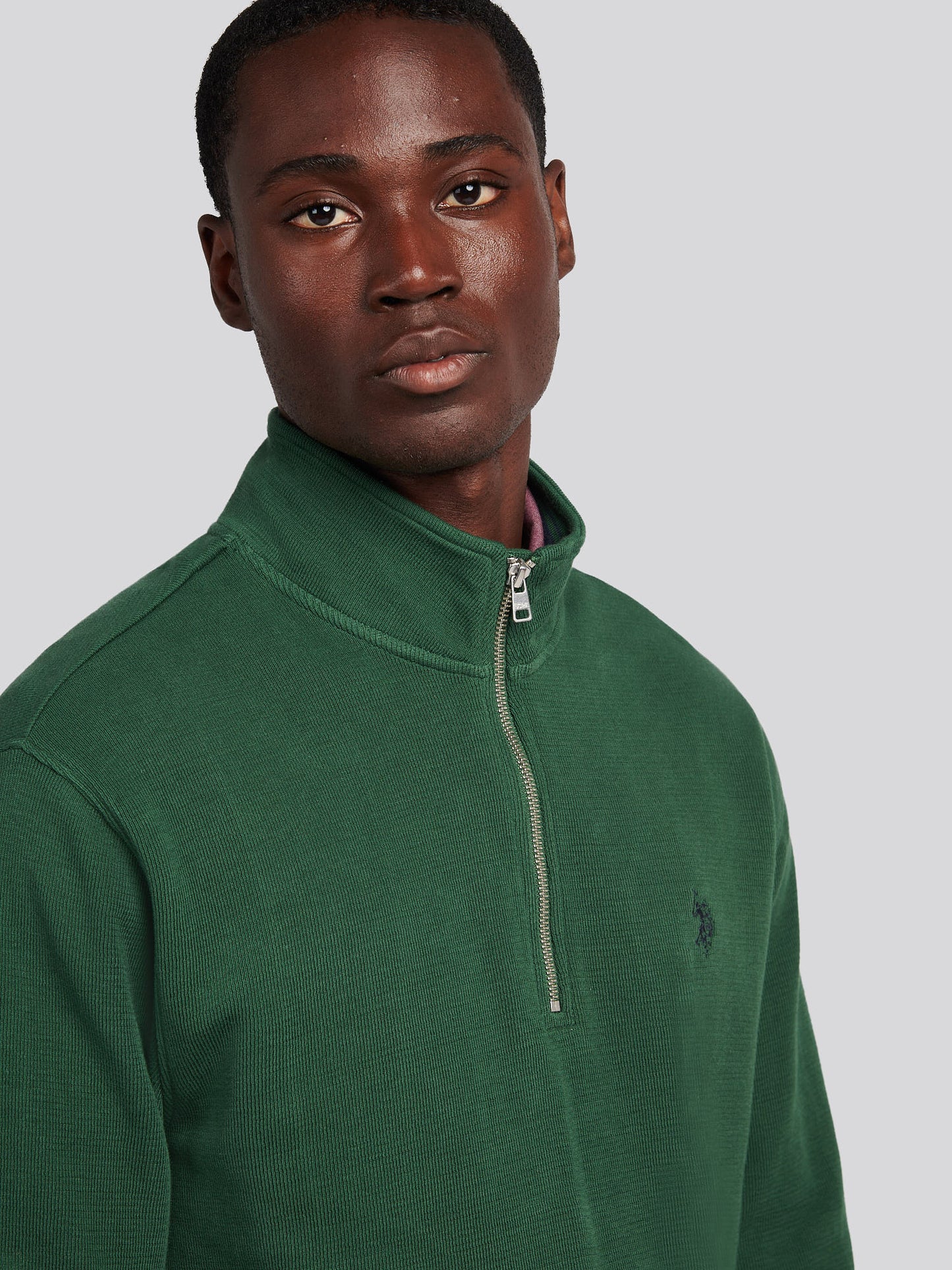 Mens French Rib 1/4 Funnel in Pineneedle