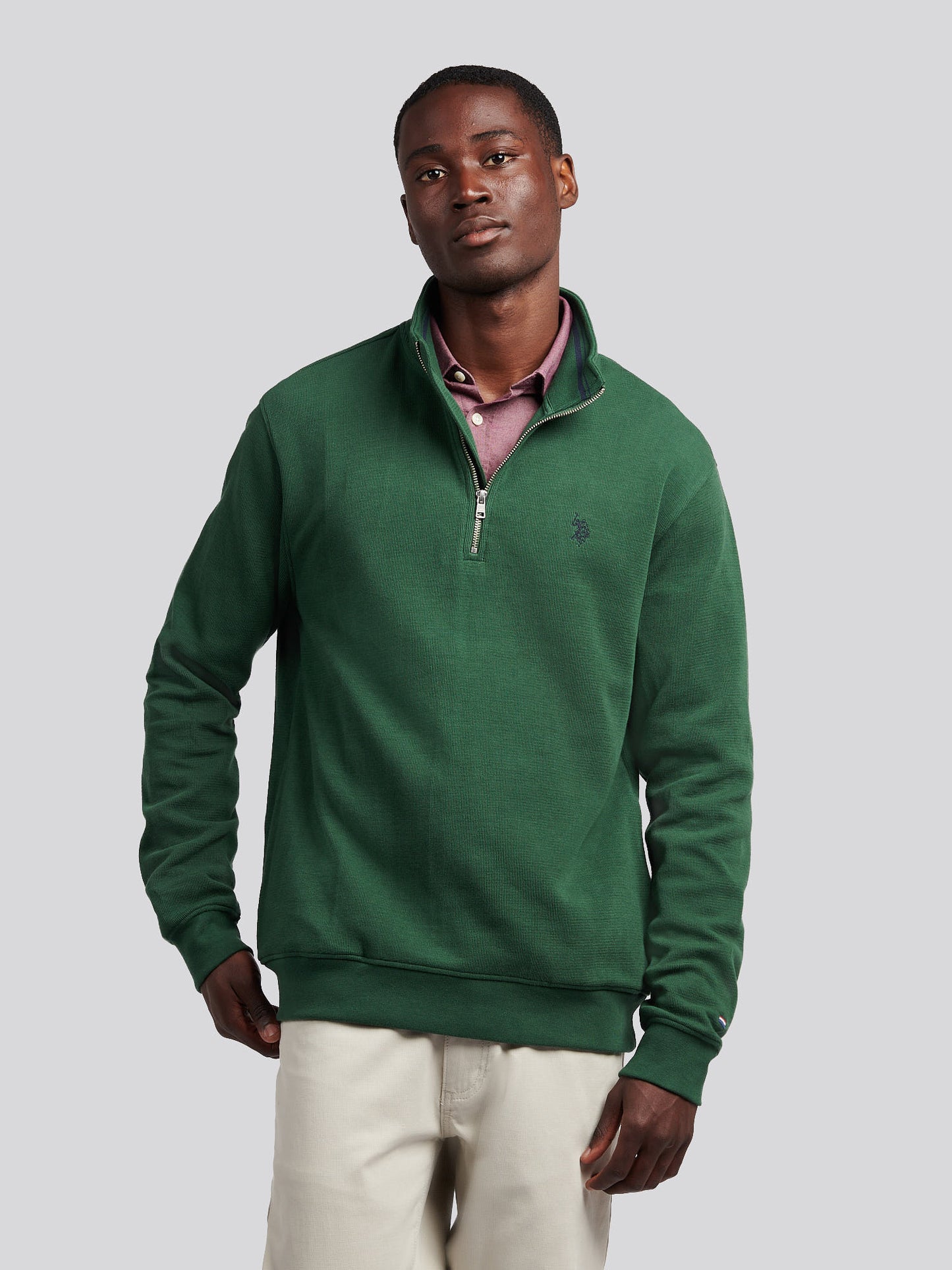 Mens French Rib 1/4 Funnel in Pineneedle