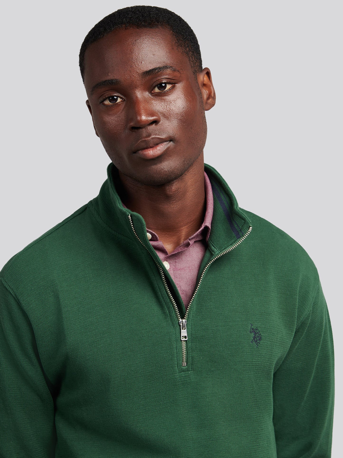 Mens French Rib 1/4 Funnel in Pineneedle