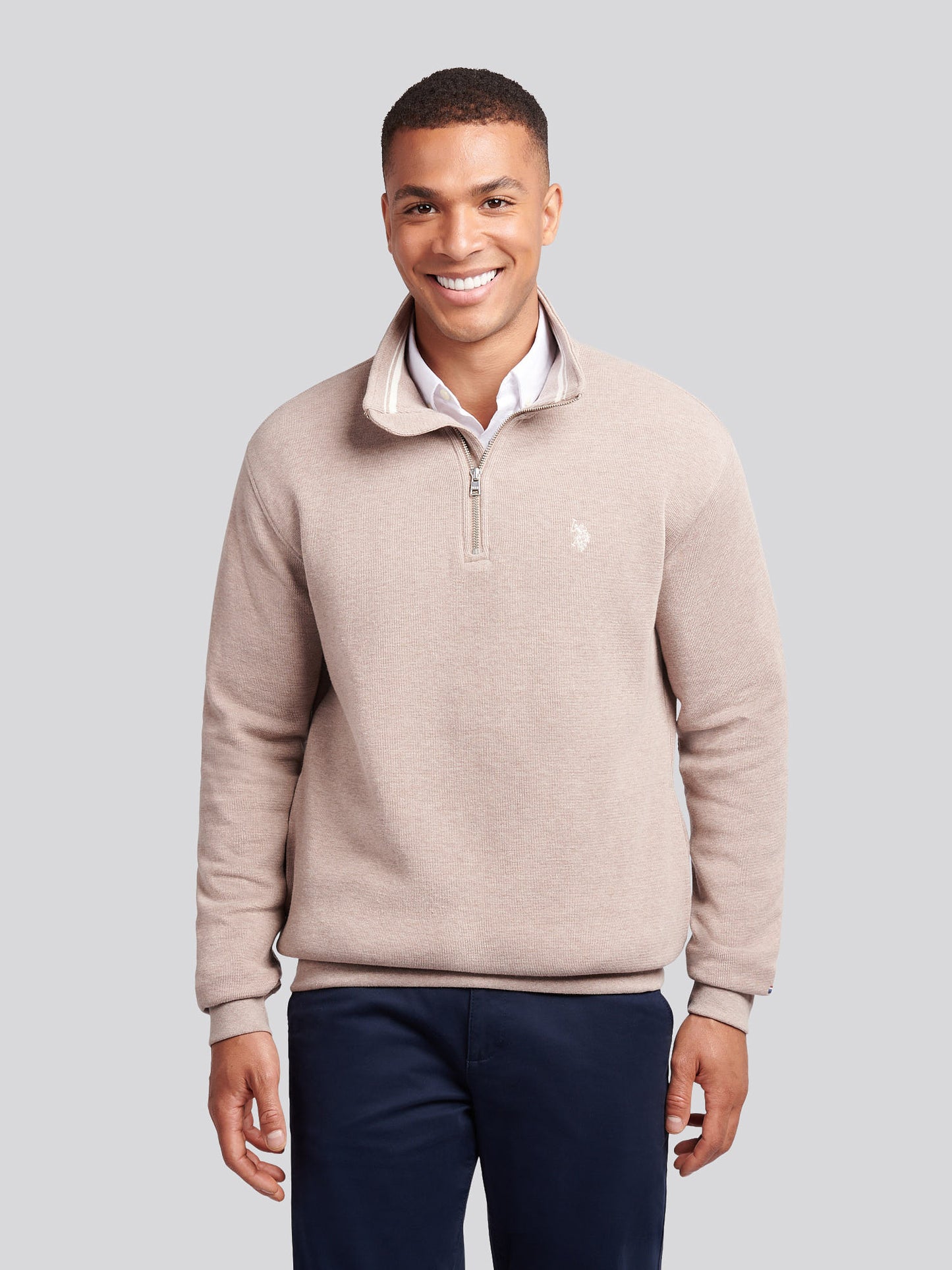 Mens French Rib 1/4 Funnel in Atmosphere Marl