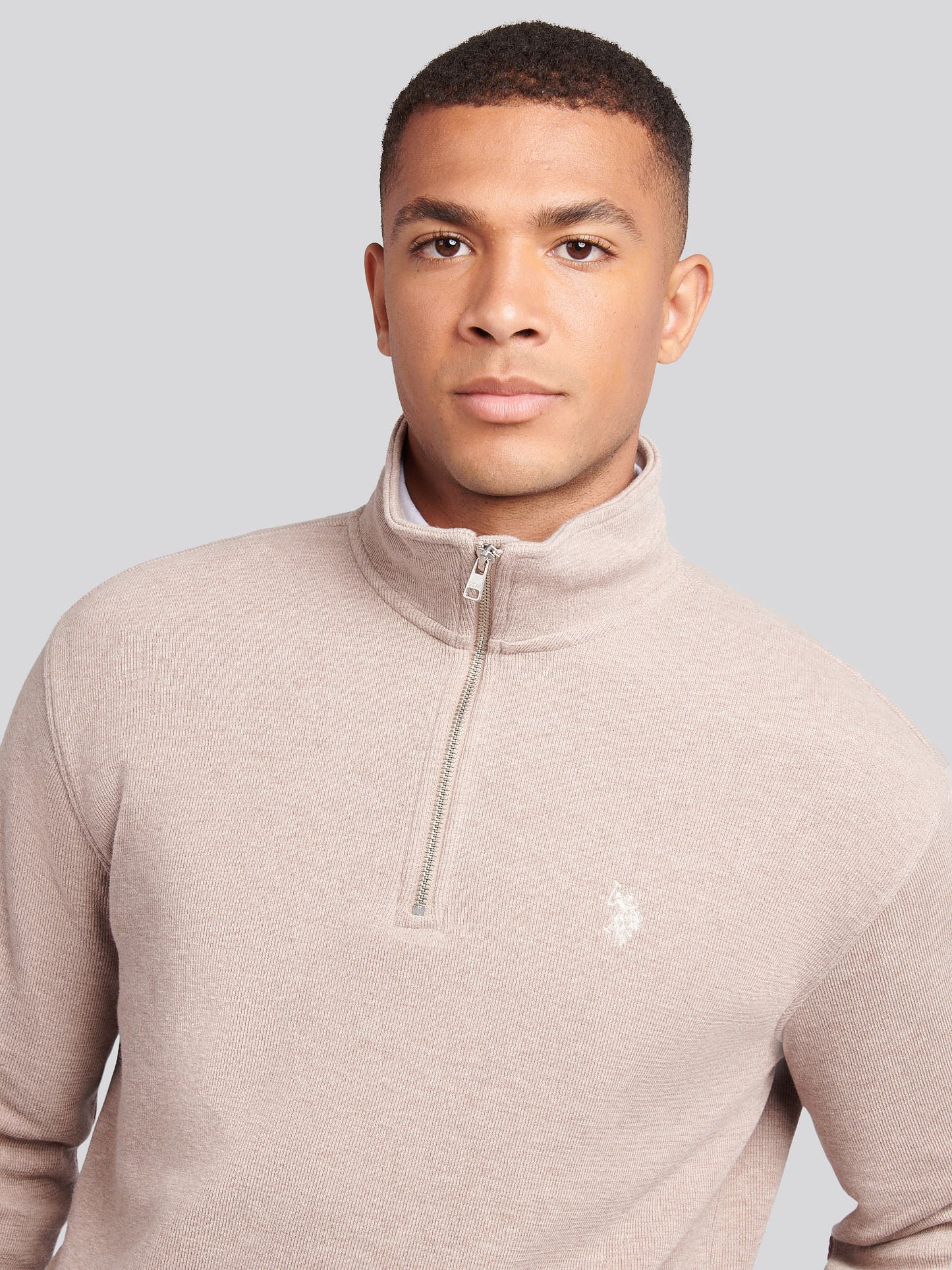 Mens French Rib 1/4 Funnel in Atmosphere Marl