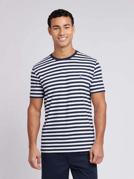 Mens Pencil Stripe Classic T-Shirt in Dark Sapphire Navy