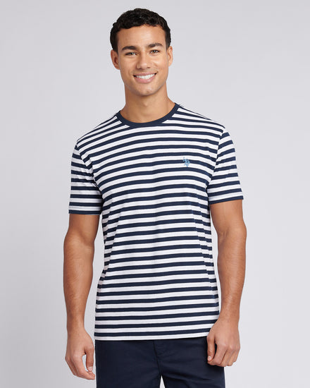 Mens Pencil Stripe Classic T-Shirt in Dark Sapphire Navy