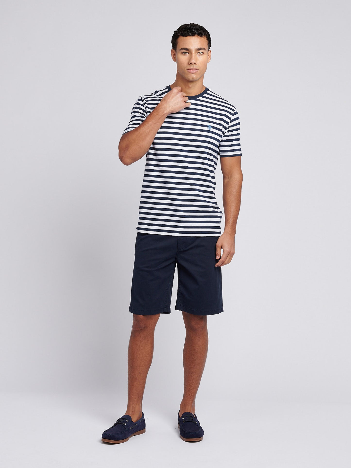 Mens Pencil Stripe Classic T-Shirt in Dark Sapphire Navy