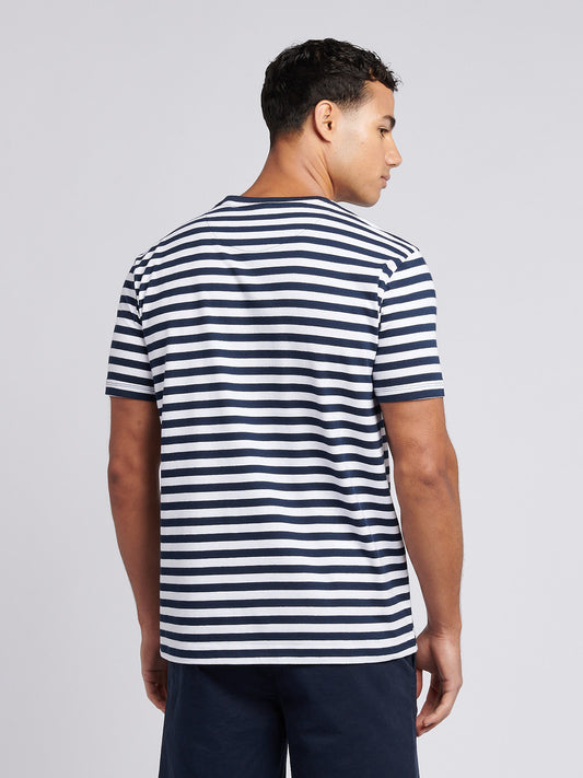 Mens Pencil Stripe Classic T-Shirt in Dark Sapphire Navy