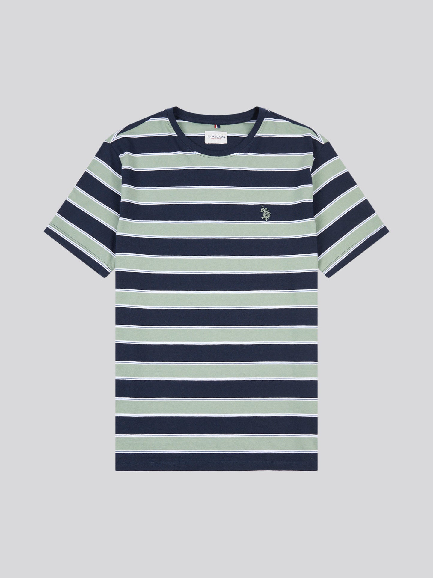 Mens Stripe Double Horsemen T-Shirt in Dark Sapphire Navy