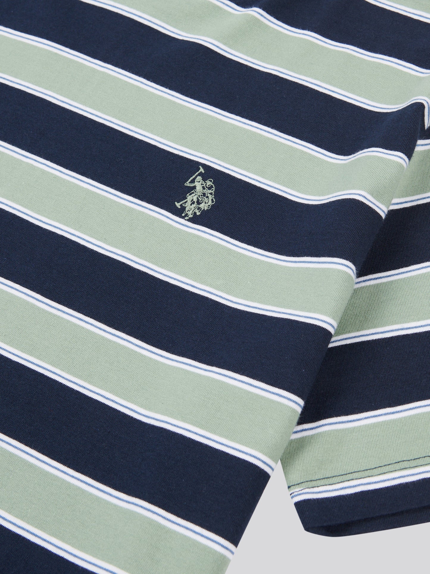 Mens Stripe Double Horsemen T-Shirt in Dark Sapphire Navy