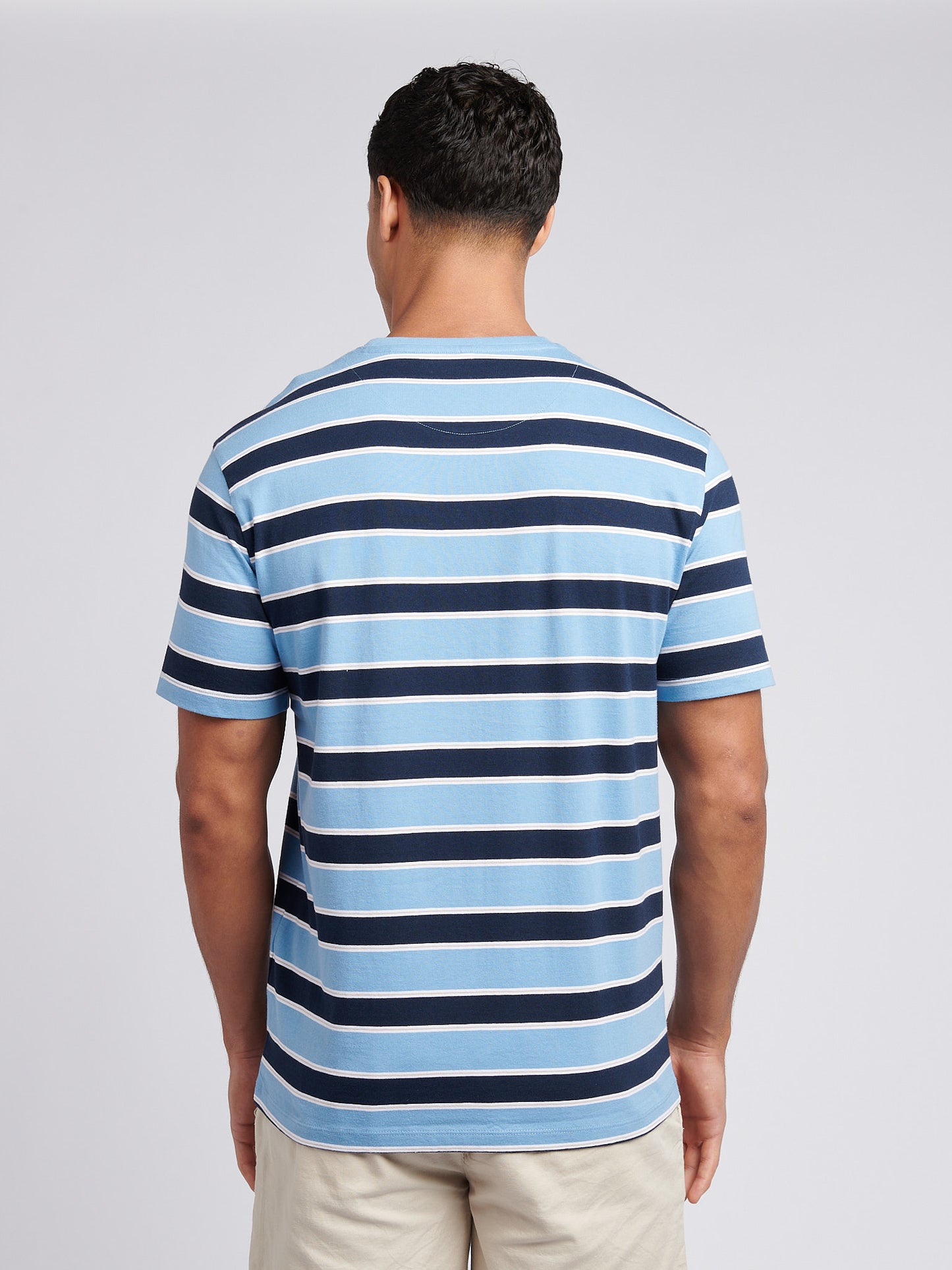 Mens Stripe Double Horsemen T-Shirt in Allure