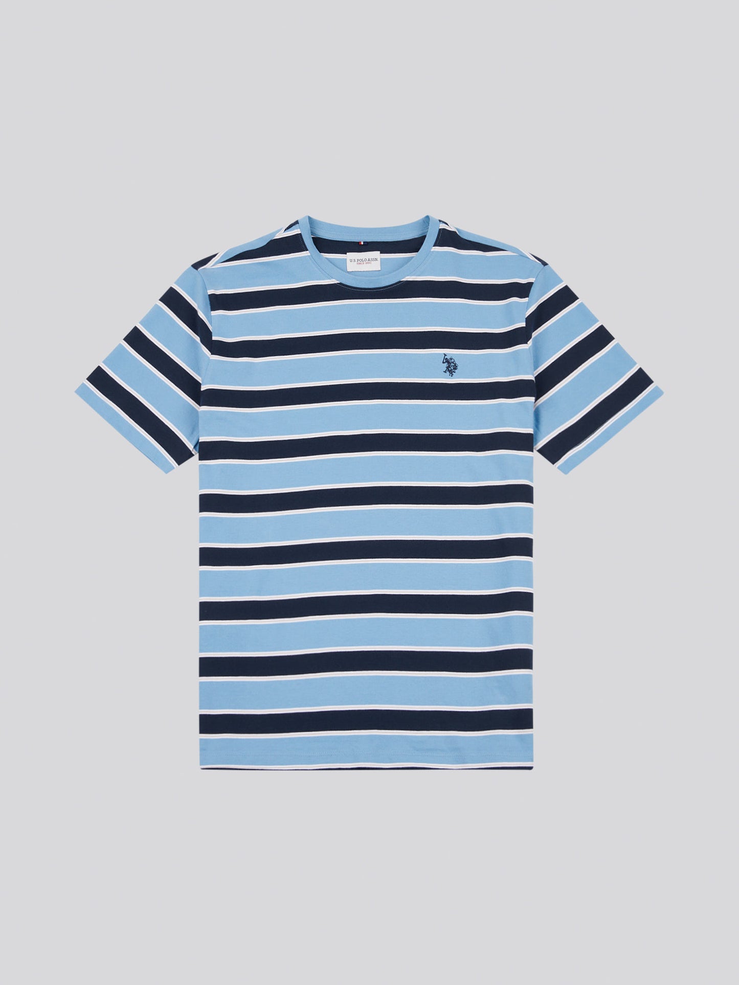 Mens Stripe Double Horsemen T-Shirt in Allure