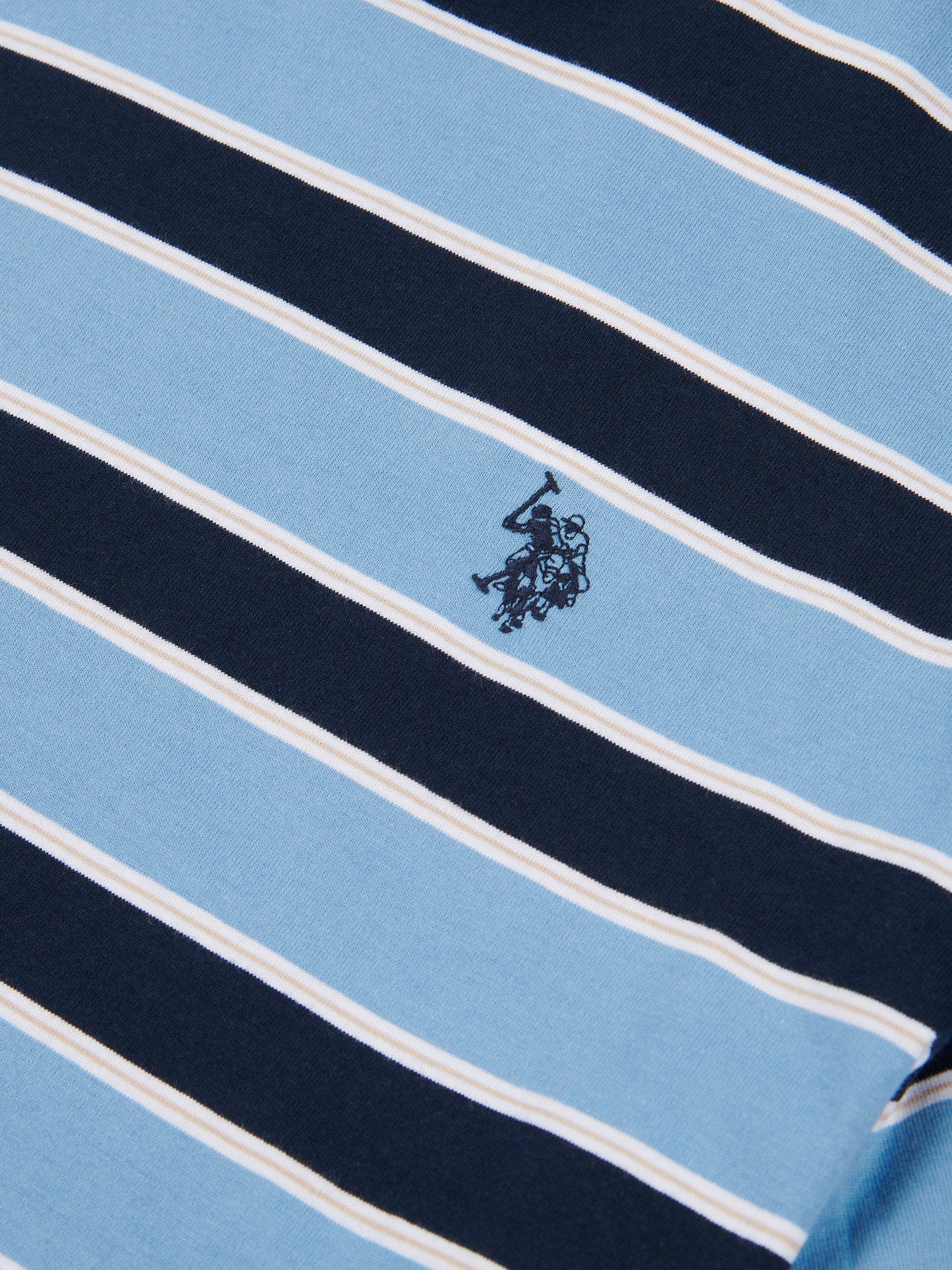 Mens Stripe Double Horsemen T-Shirt in Allure
