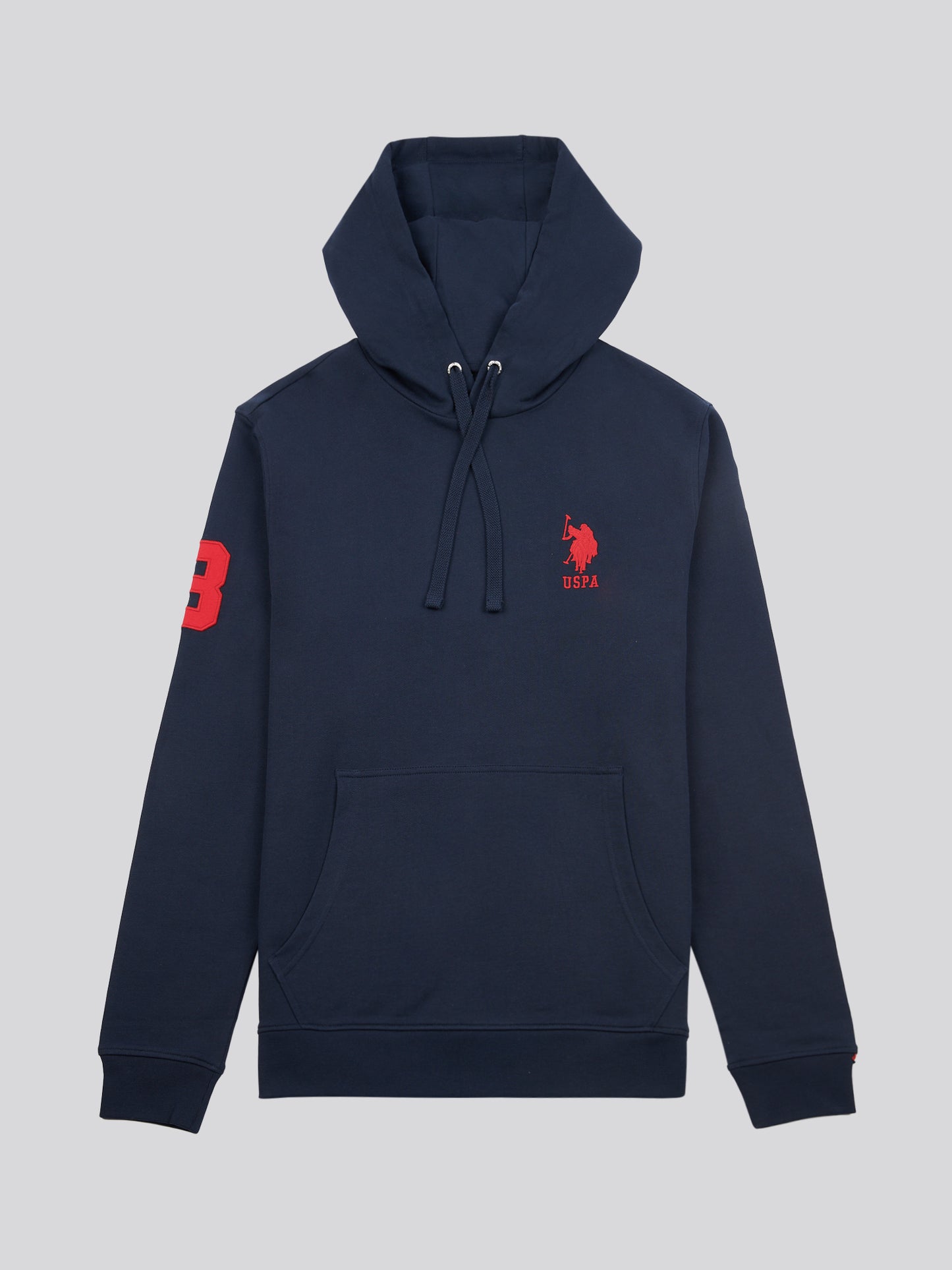 Mens Player 3 Loopback Hoodie in Dark Sapphire Navy / Haute Red DHM