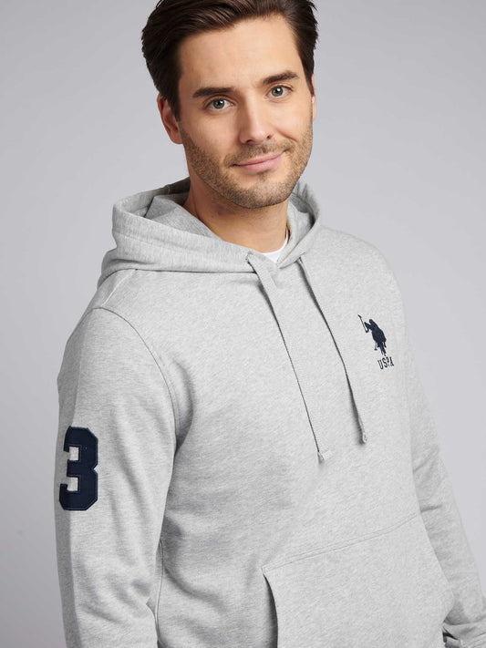 Mens Player 3 Loopback Hoodie in Mid Grey Marl