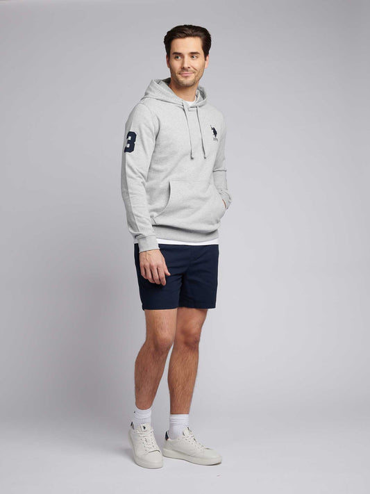Mens Player 3 Loopback Hoodie in Mid Grey Marl