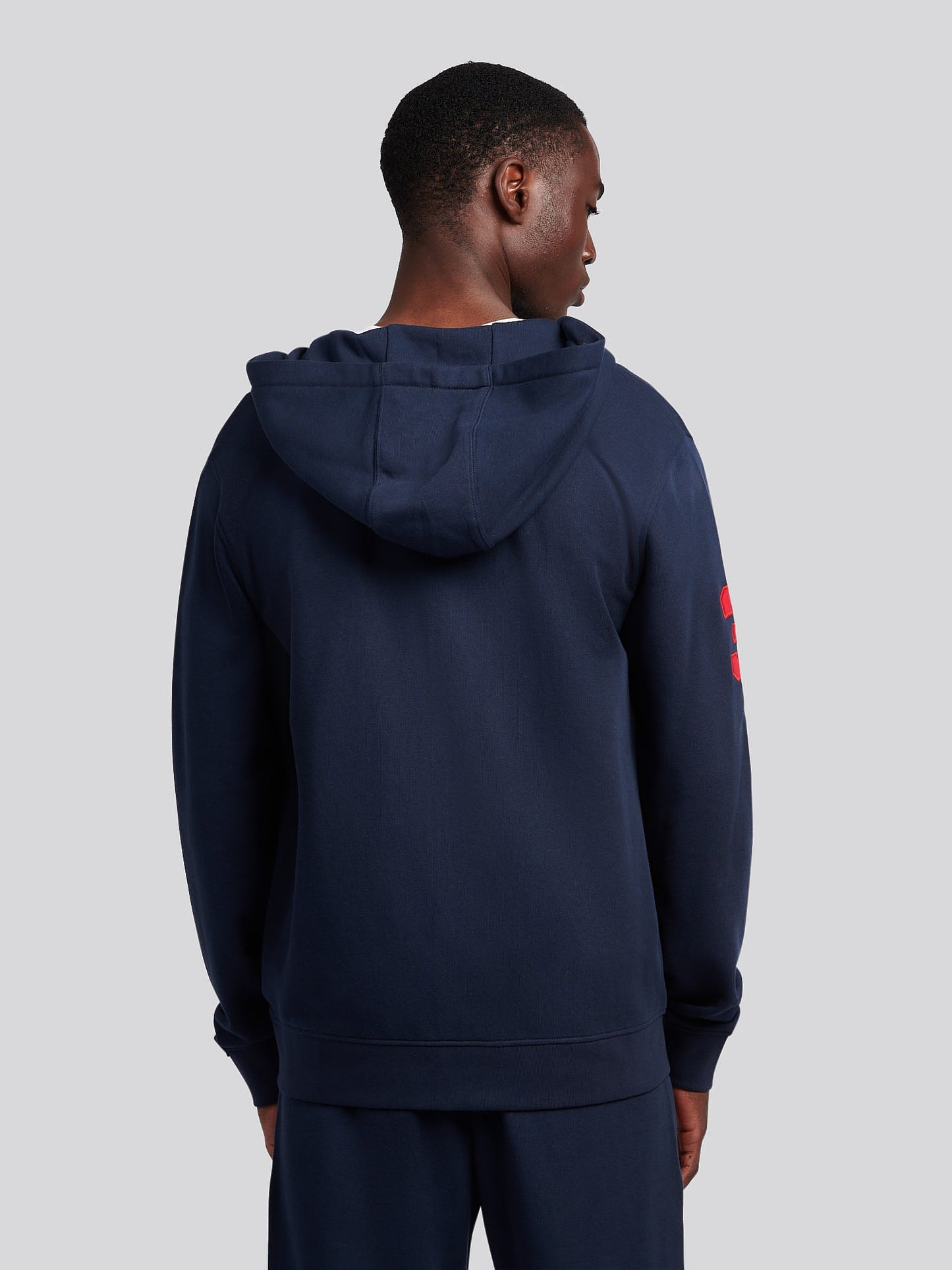 Mens Player 3 Zip Hoodie in Dark Sapphire Navy / Haute Red DHM