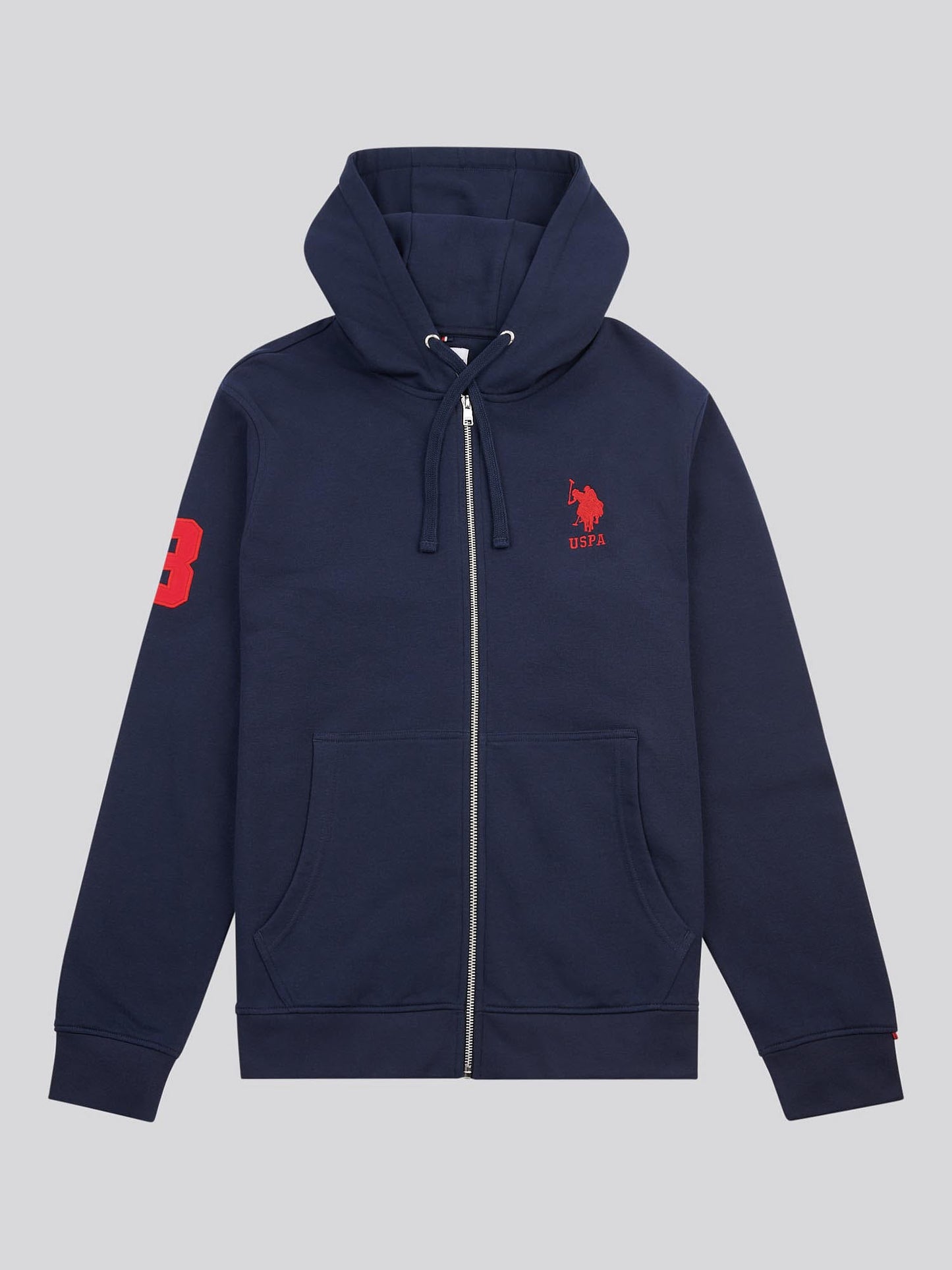 Mens Player 3 Zip Hoodie in Dark Sapphire Navy / Haute Red DHM