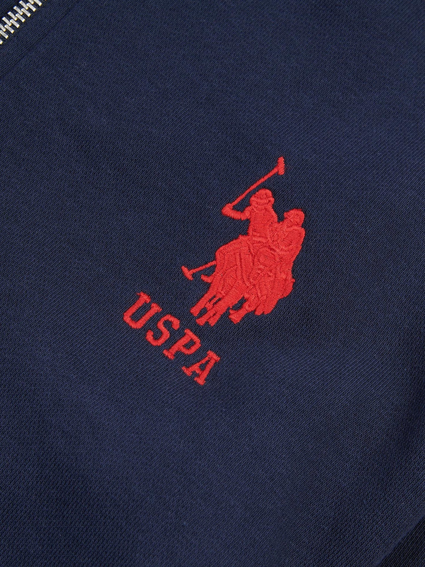 Mens Player 3 Zip Hoodie in Dark Sapphire Navy / Haute Red DHM
