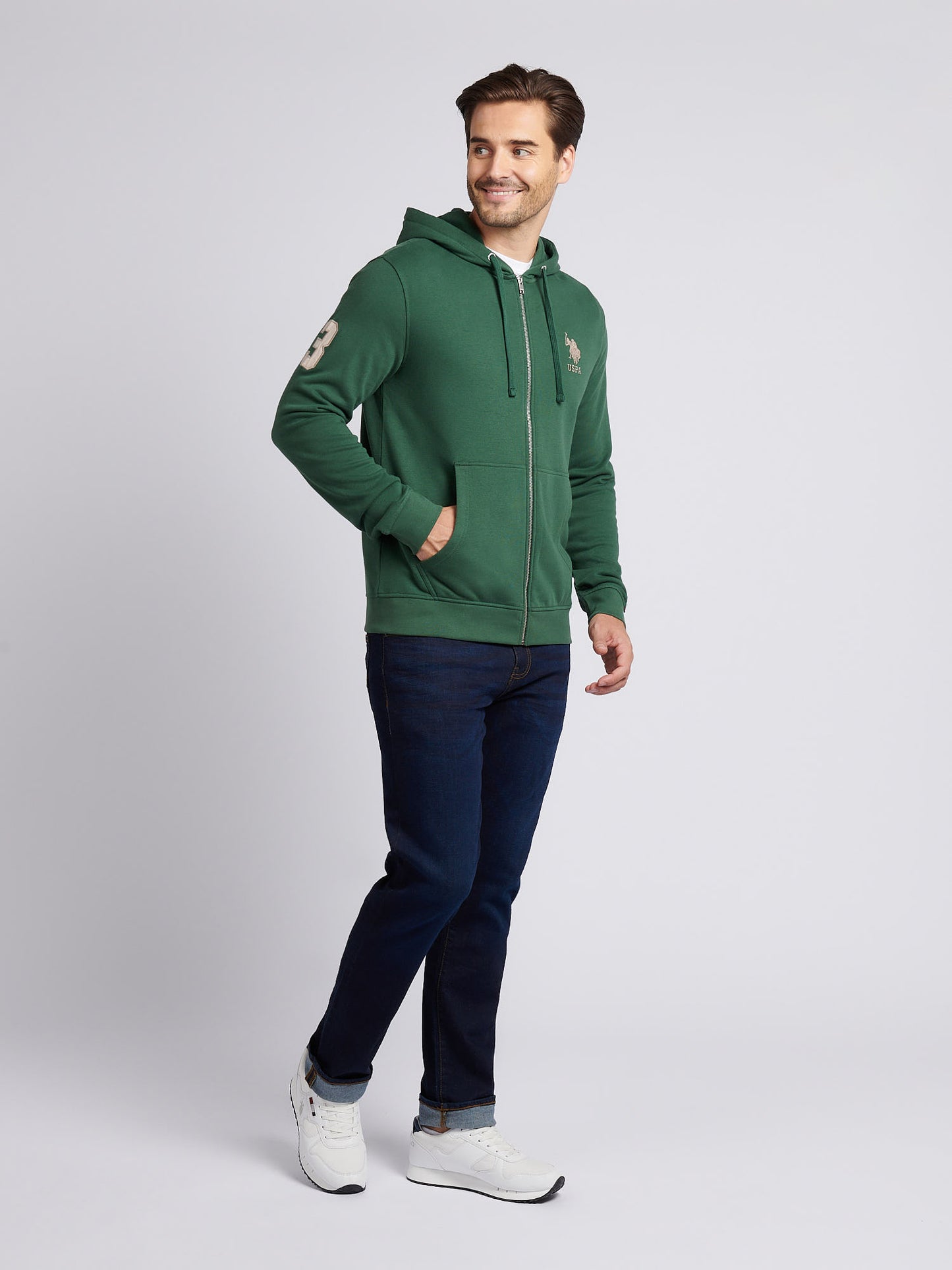 Mens Player 3 Zip Hoodie in Pineneedle