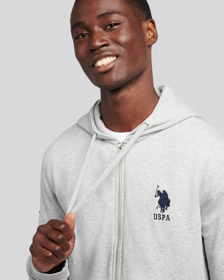 Mens Player 3 Zip Hoodie in Mid Grey Marl