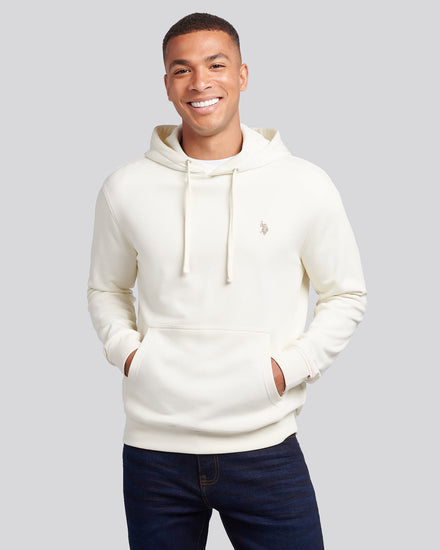 Mens Double Horsemen Loopback Hoodie in Whisper White