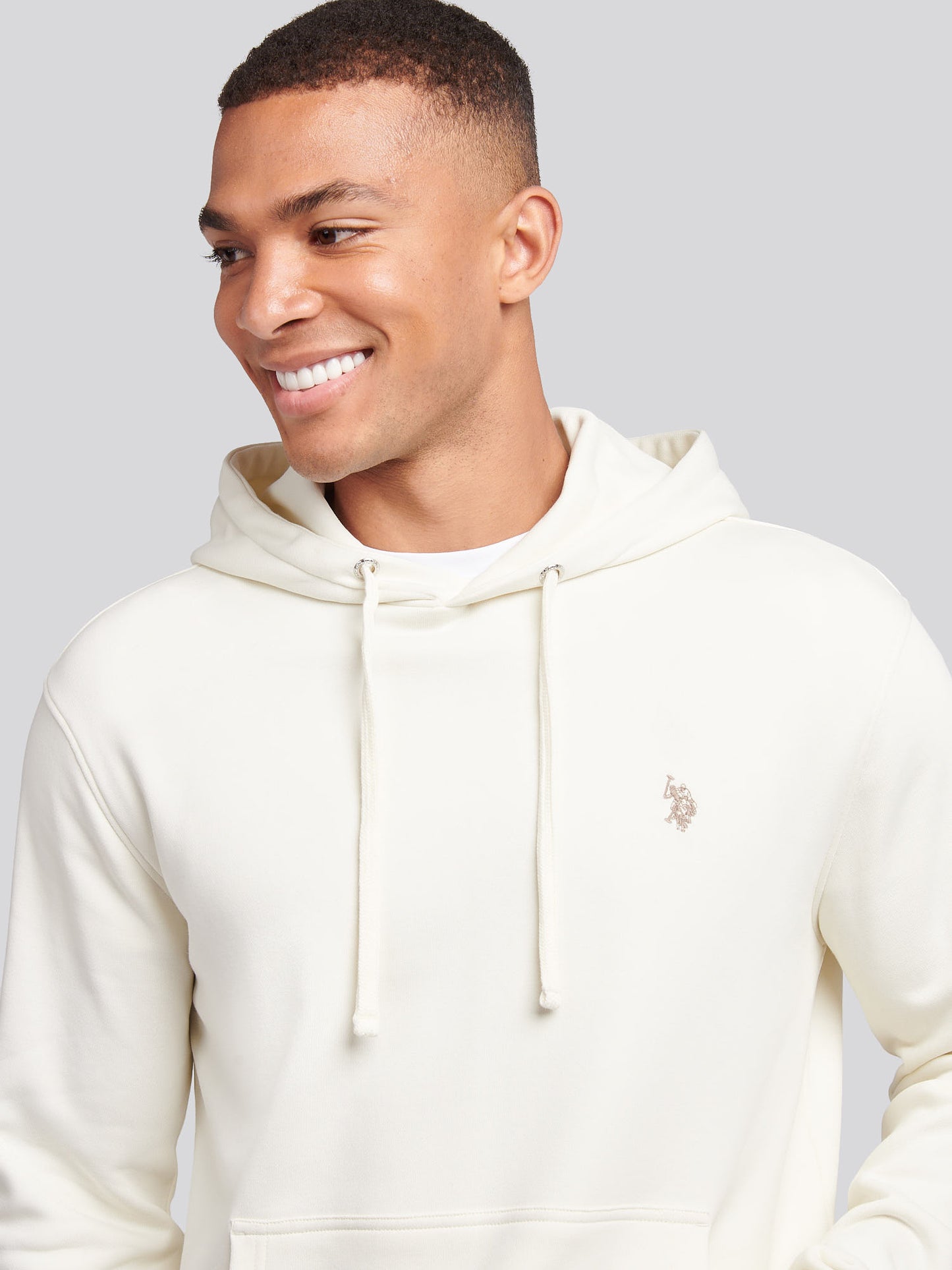 Mens Double Horsemen Loopback Hoodie in Whisper White