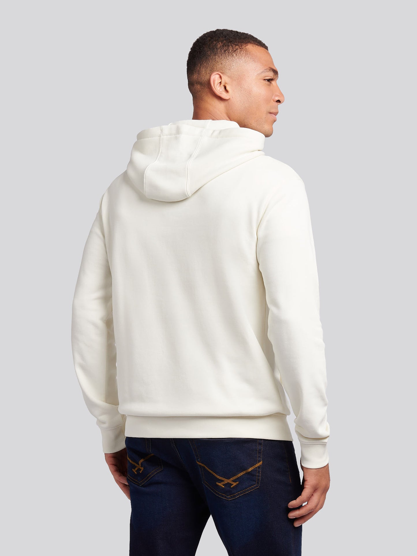 Mens Double Horsemen Loopback Hoodie in Whisper White