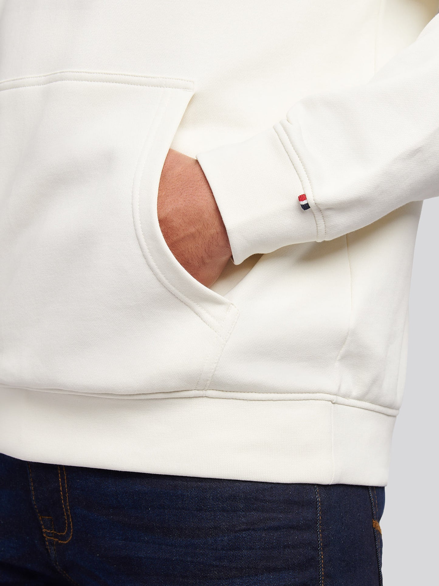 Mens Double Horsemen Loopback Hoodie in Whisper White