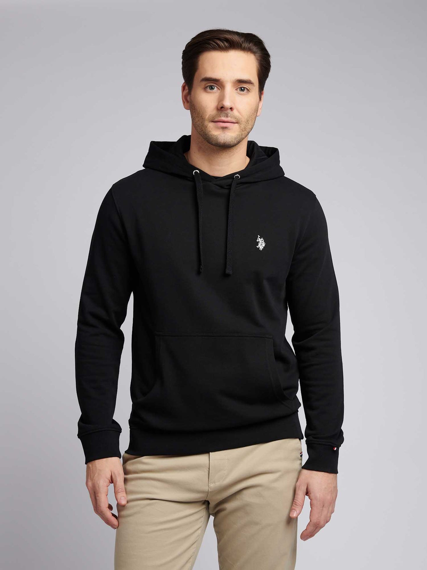 Mens Double Horsemen Loopback Hoodie in Black Bright White DHM