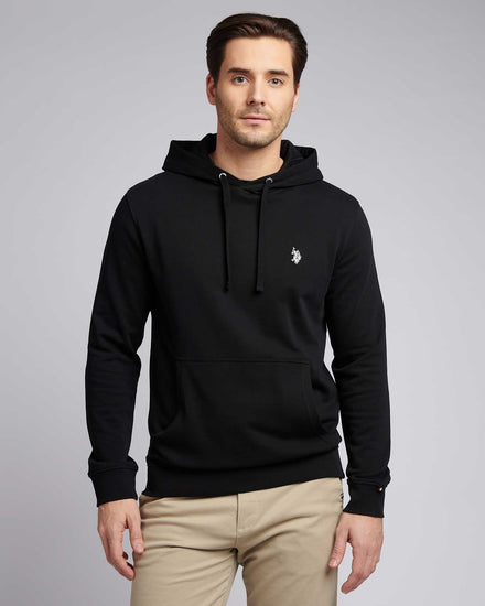 Mens Double Horsemen Loopback Hoodie in Black Bright White DHM