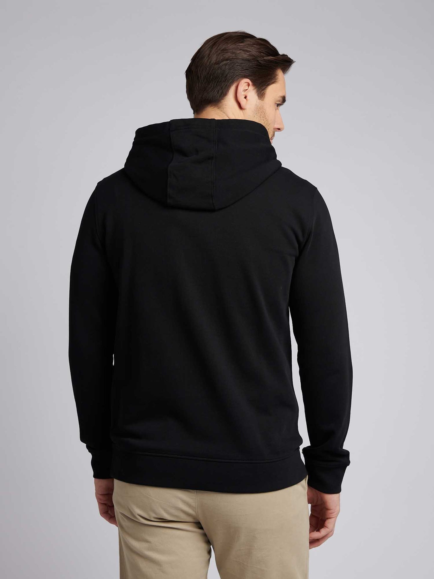 Mens Double Horsemen Loopback Hoodie in Black Bright White DHM
