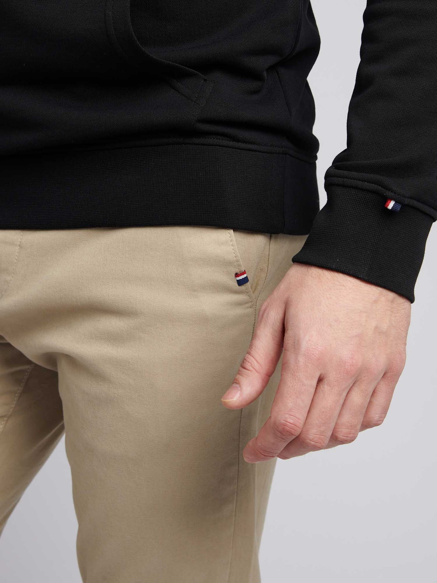 Mens Double Horsemen Loopback Hoodie in Black Bright White DHM