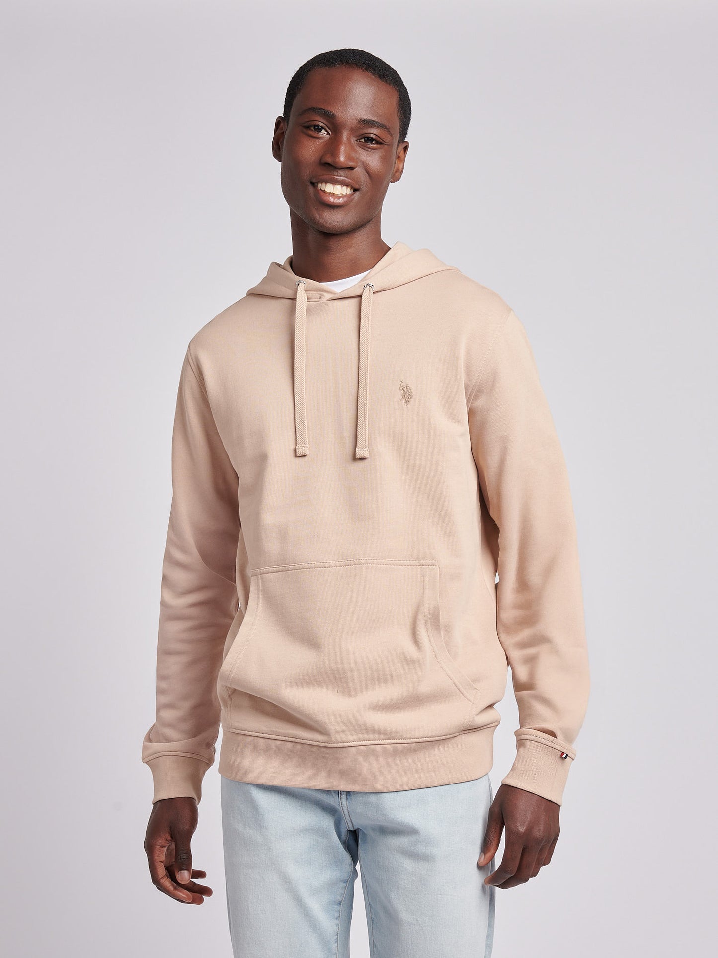 Mens Double Horsemen Loopback Hoodie in Doeskin