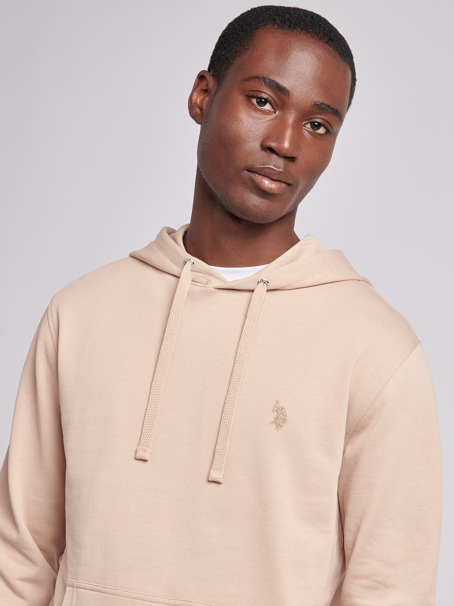 Mens Double Horsemen Loopback Hoodie in Doeskin