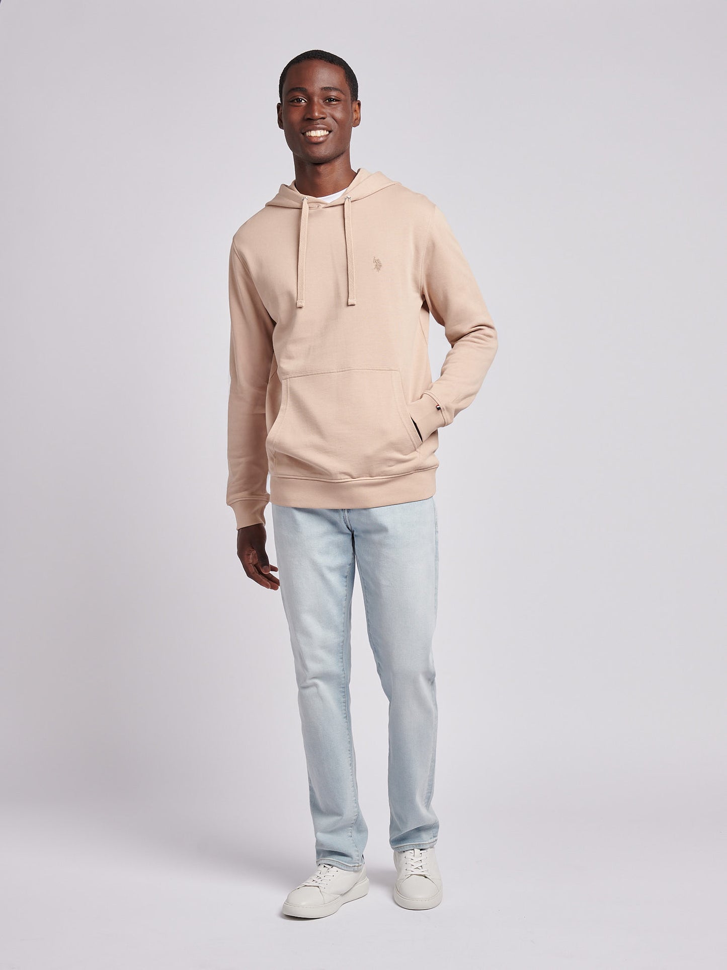 Mens Double Horsemen Loopback Hoodie in Doeskin