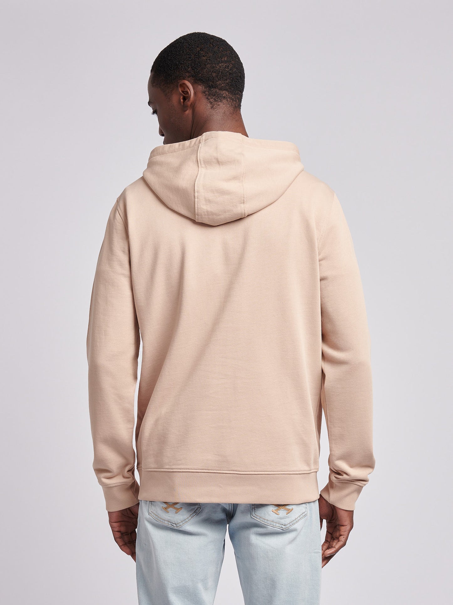 Mens Double Horsemen Loopback Hoodie in Doeskin