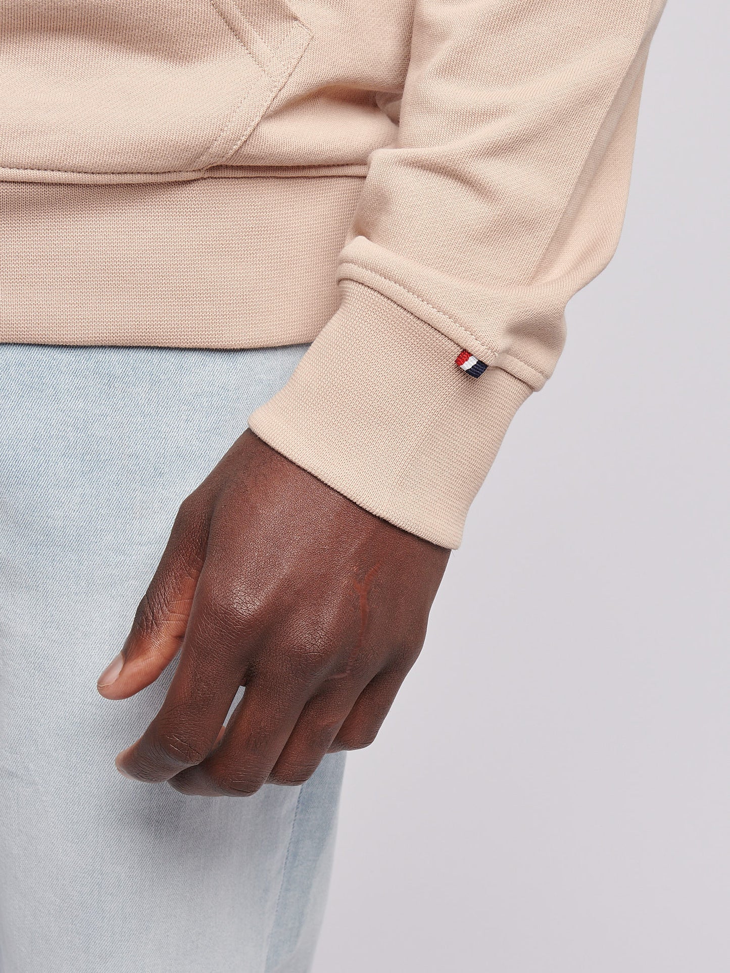 Mens Double Horsemen Loopback Hoodie in Doeskin