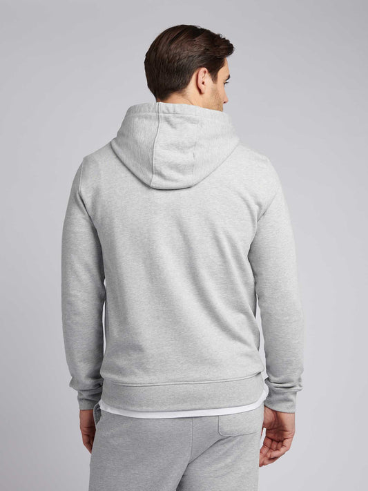 Mens Double Horsemen Loopback Hoodie in Mid Grey Marl