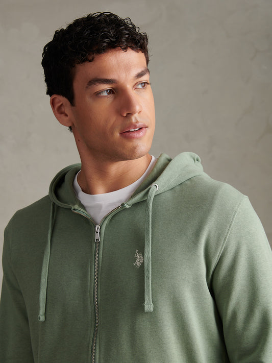 Mens Double Horsemen Loopback Zip Hoodie Sea Spray